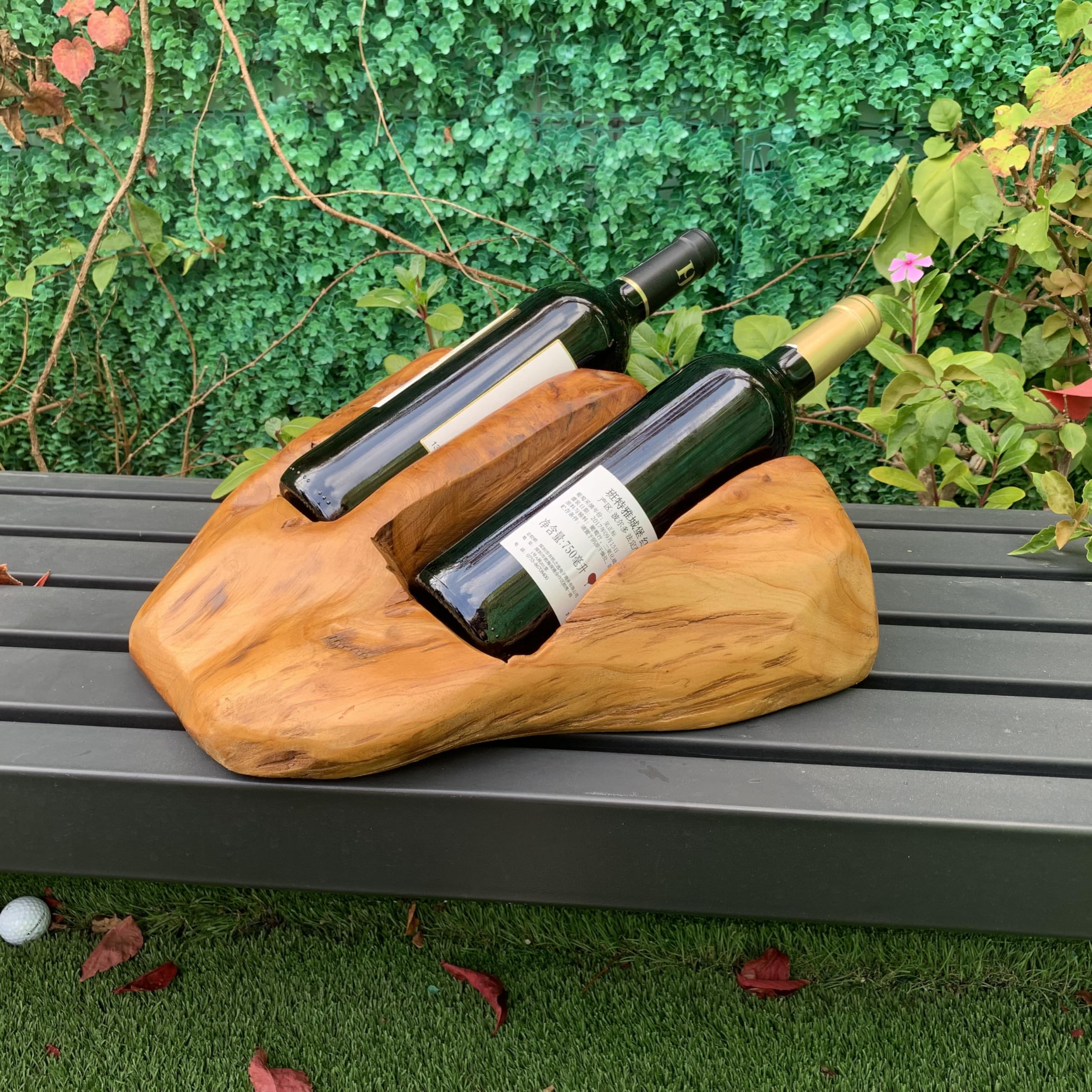 Botellero de madera de raíz para 2 botellas de vino, para decoración de cocina, comedor, salón