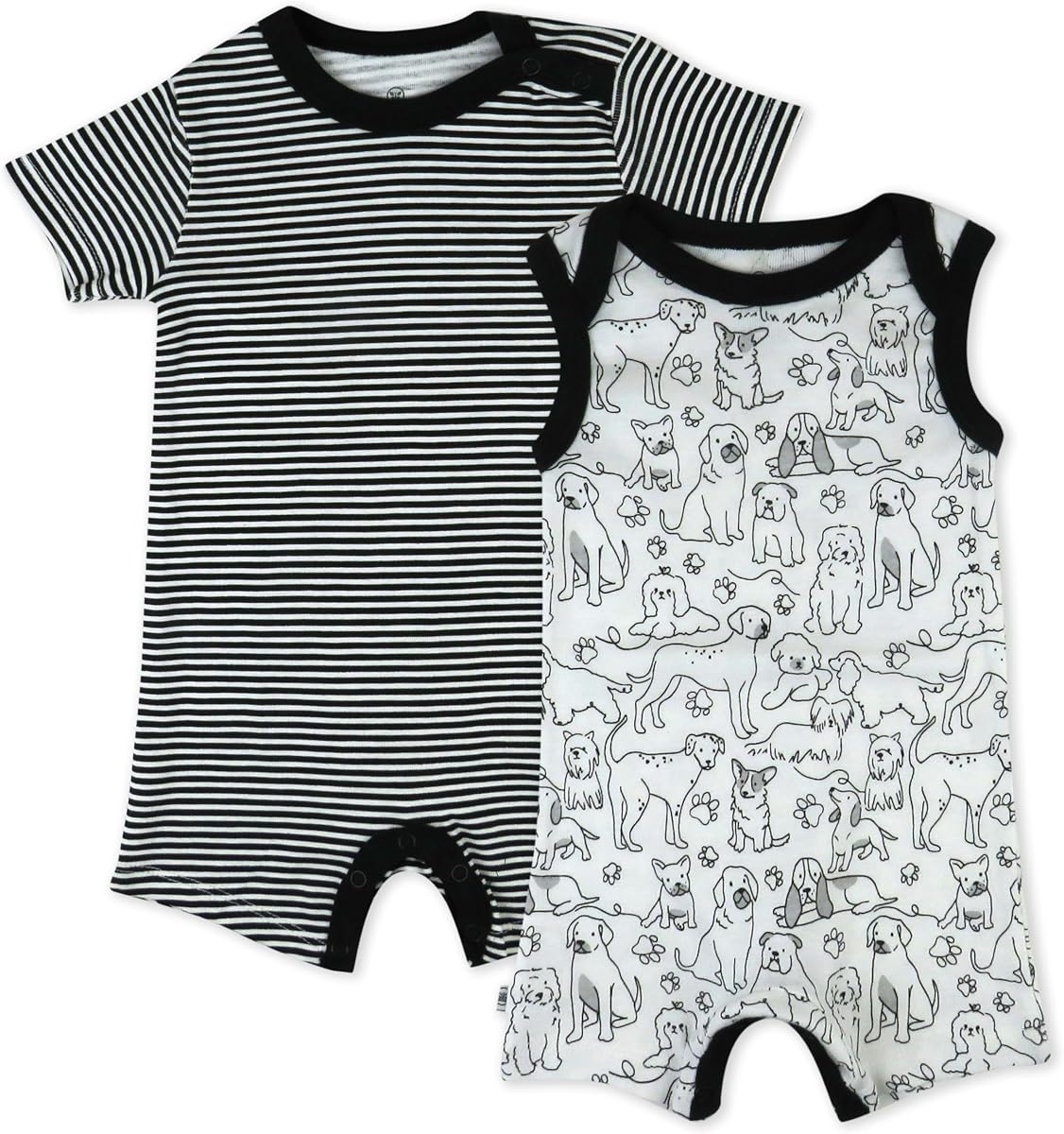 HonestBaby Mameluco de manga corta y camiseta sin mangas 100% algodón orgánico para bebés y niños pequeños