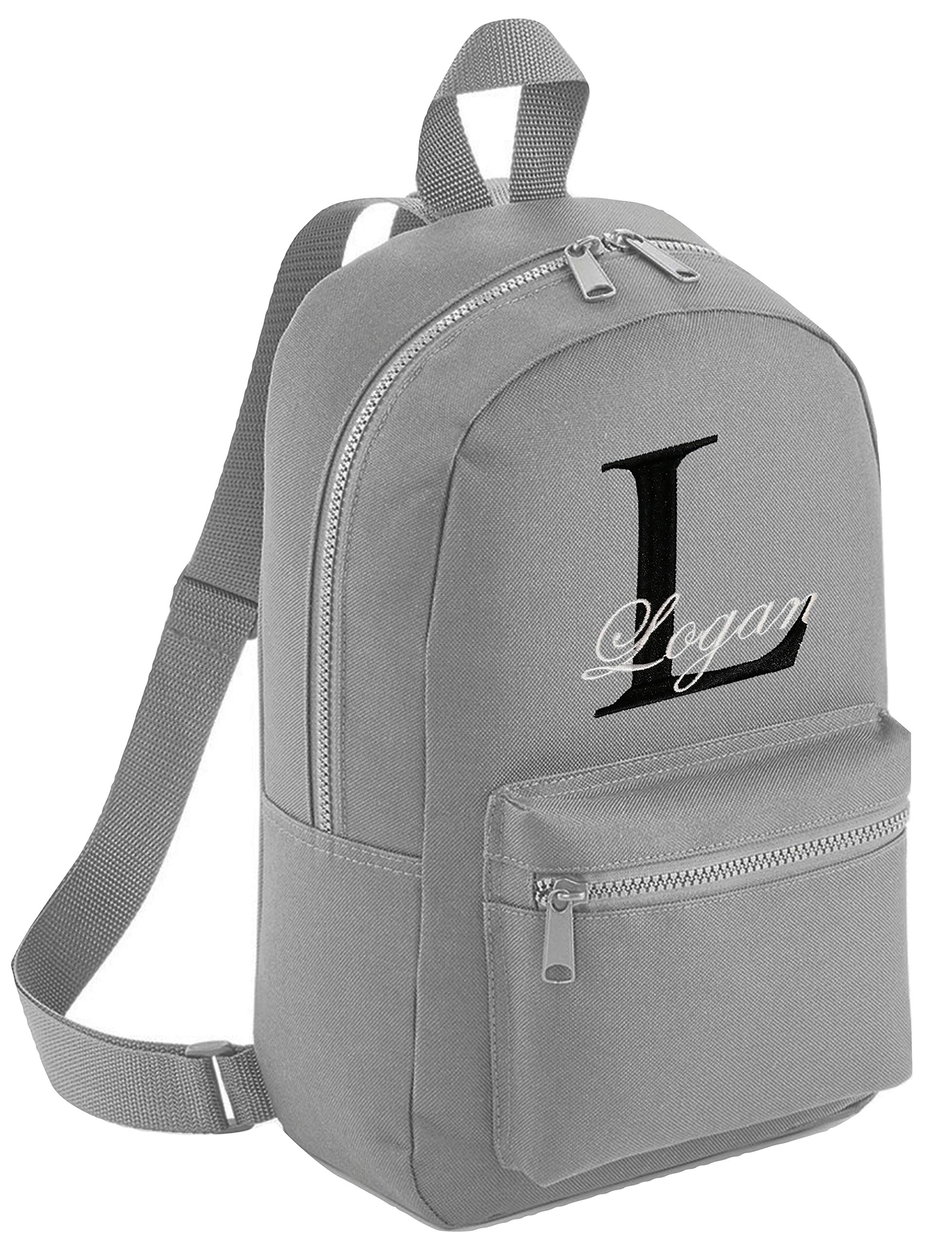 Ke Boys Light Grey - With Name Personalised Girls Backpack Rucksack Bag Mini School Nursery Pe Any Name (Light Grey - With Name)