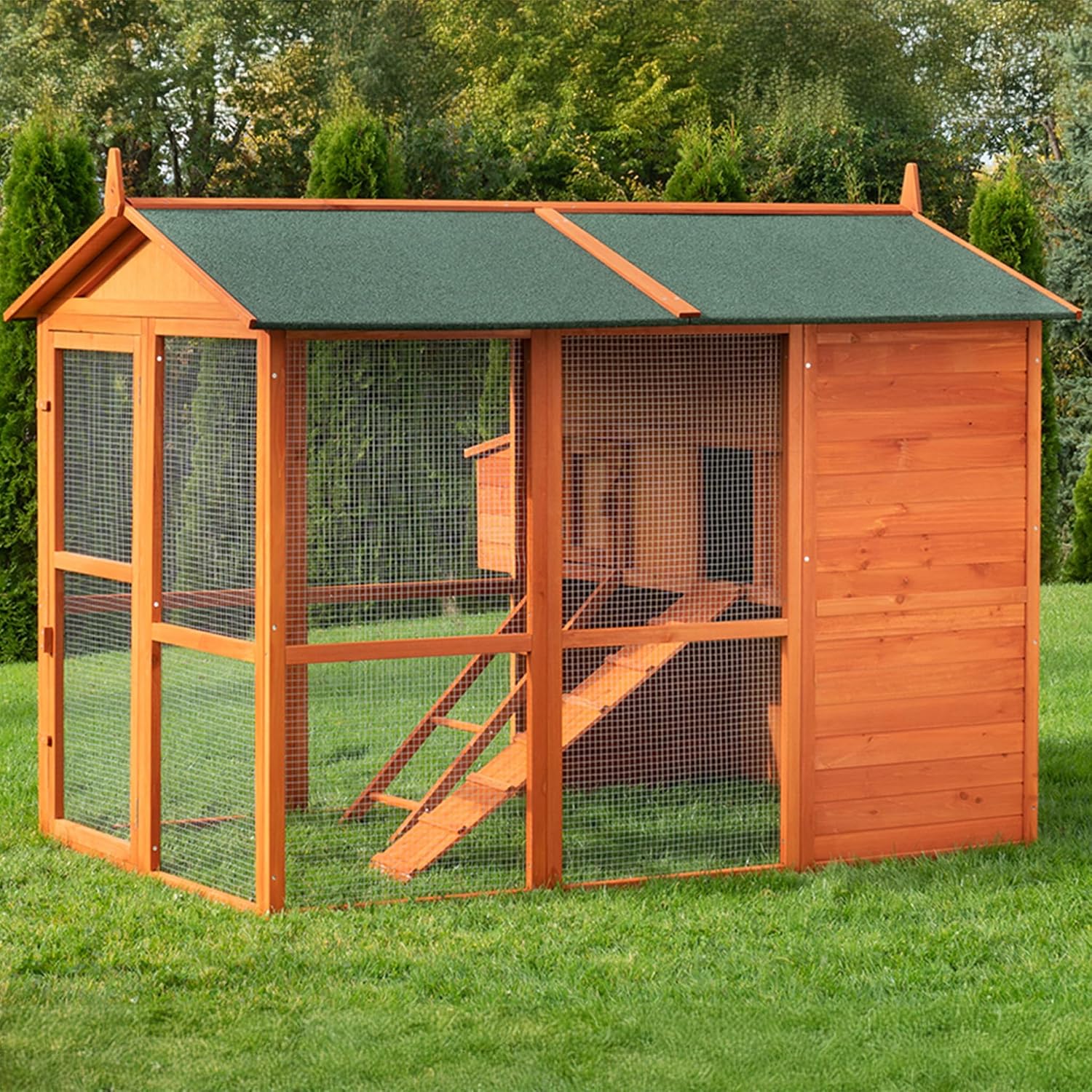 Miweba My Animal MH-15 Chicken Coop with Egg Tray - Pine Wood - Winterproof - Perch - 2 Levels - Outlet - Chicken House - Chicken Cage