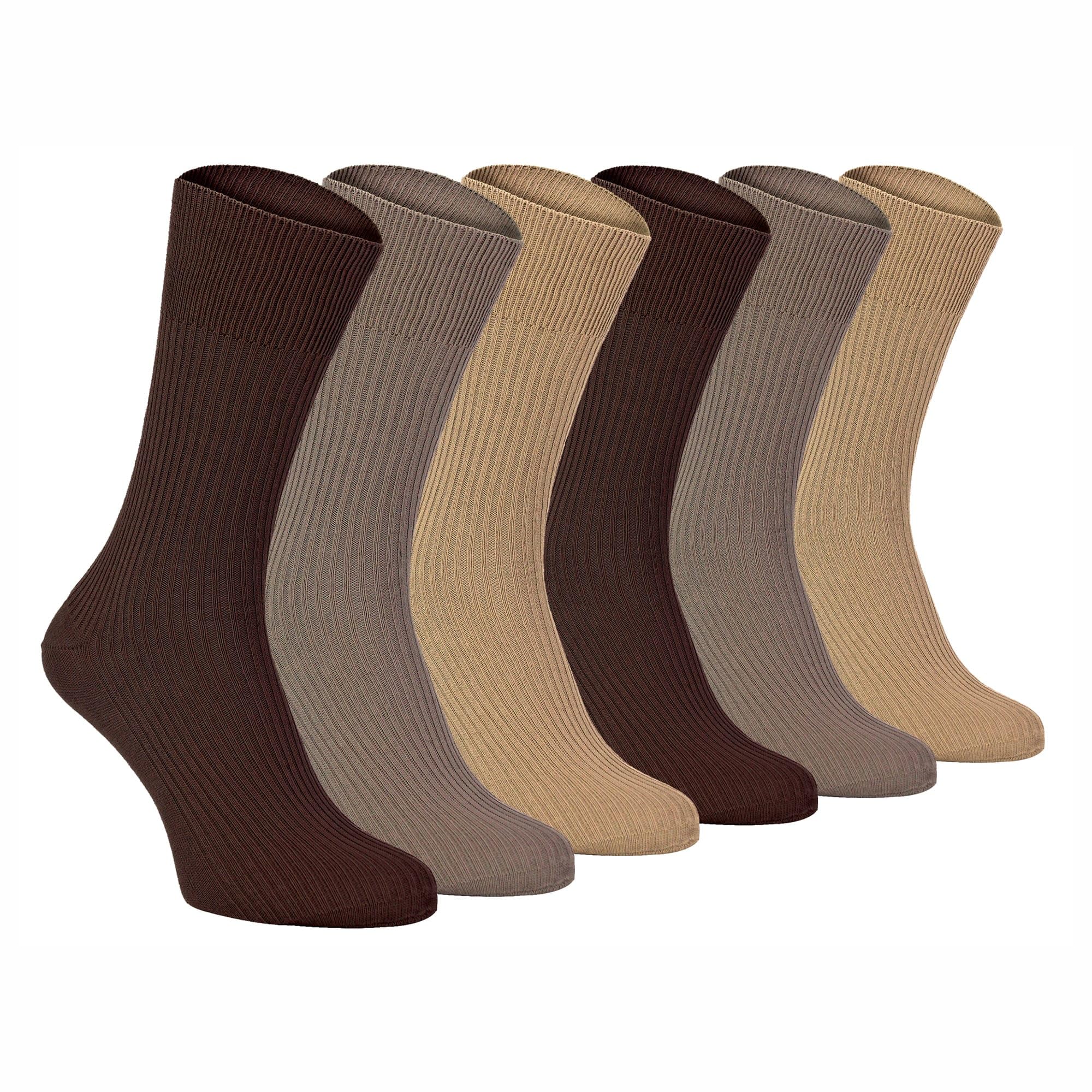 Sock Snob Men's Tsfd02 6 Pairs Lightweight Breathable 100% Cotton Non Elastic Loose Wide Top Dress Socks
