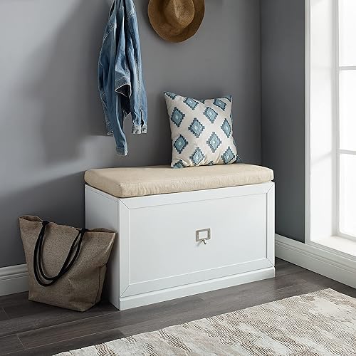 Miniatura 2 de Crosley Furniture Harper Banco de almacenamiento de entrada con cajón organizador de zapatos, blancobronceado