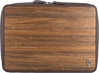 Sebastian Sturm Cassa del Computer Portatile Leo | Realizzata in Vero Legno di Rovere Affumicato o Amazaque e Pelle Bovina | Marrone Nero | By 13