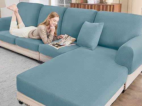 Miniatura 17 de Fundas de Sofá Seccional para Cojines de Sofá Cubierta de Sofá en Forma de L Lavable Suave Fundas de Cojines de Sofá Fundas Elásticas para Sofá con