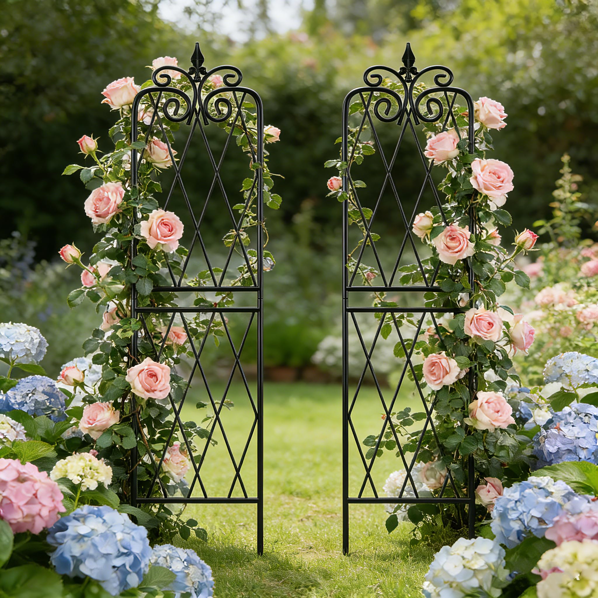 2 Pack 71" H x15 W Trellis,Black Garden Trellis for Climbing Plants Outdoor Metal Frame Sturdy Trellises for Rose