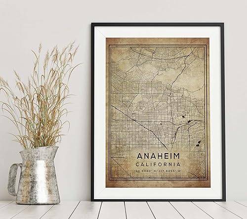 Miniatura 6 de Mapa de Anaheim, California, Vintage Western (8x10)