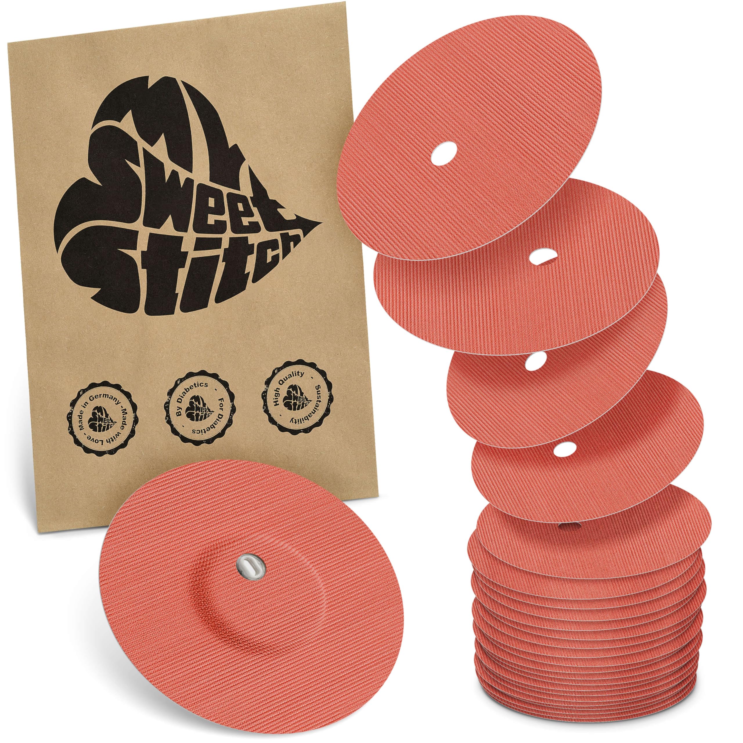 MySweetStitch, 25 x Freestyle Libre 3 Round Patches with Ventilation Hole, Overpatch diameter 60mm, Waterproof, Breathable