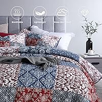 Vista 3 de Secgo - Juego de edredón Queen para cama - 100% algodón, edredón tamaño Queen, colcha burdeos (90 * 98 pulgadas) con 2 fundas de almohada, colcha