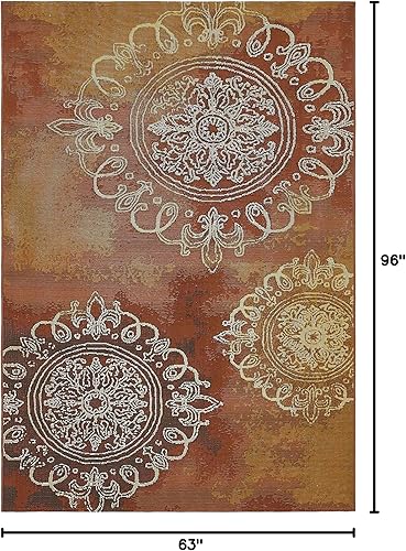 Miniatura 2 de Unique Loom - Alfombra colección de círculos abstractos, de transición para interiores y exteriores, beige, Polipropileno