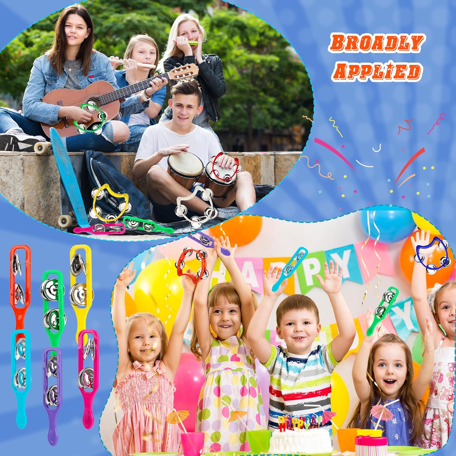 84 Pcs Shaker Musical Instruments for Kids 42 Plastic Handheld Tambourine Bells 42 Colorful Cymbals Percussion Noise Makers Rhythm Toy Set for Church Preschool Classroom