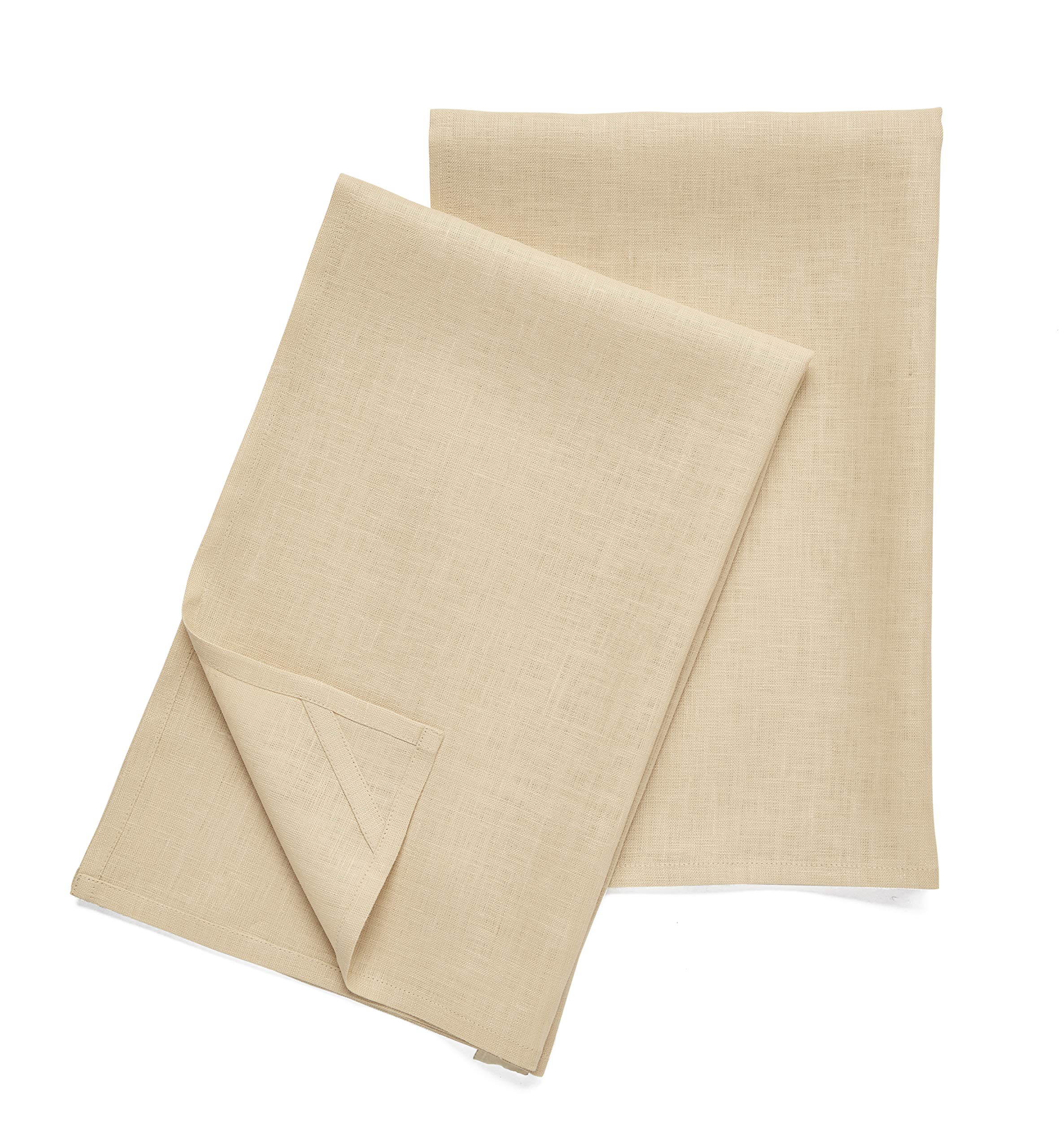 Solino Home 100% Pure Linen Kitchen Towels Beige Tea, 17 x 26 in, Set of 2