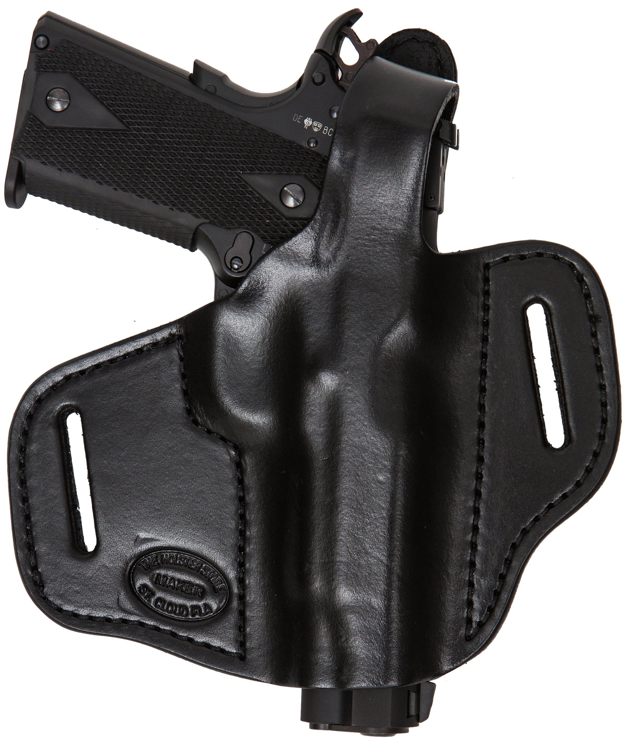 The Holster StoreTaurus TH9 Full Size Leather Gun Holster Outside The Waistband Right Hand Black - Pro Carry On Duty Thumb Break