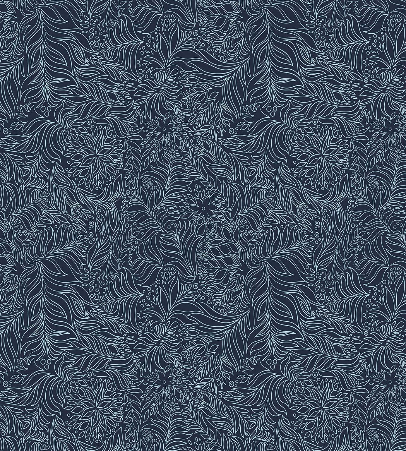 Ambesonne Dark Garden Duvet Cover Set, Abstract Flourish Nature Inspired Pattern Leaves Blossoms Print, Decorative 3 Piece Bedding Set with 2 Pillow Shams, California King, Dark Blue and Turquoise