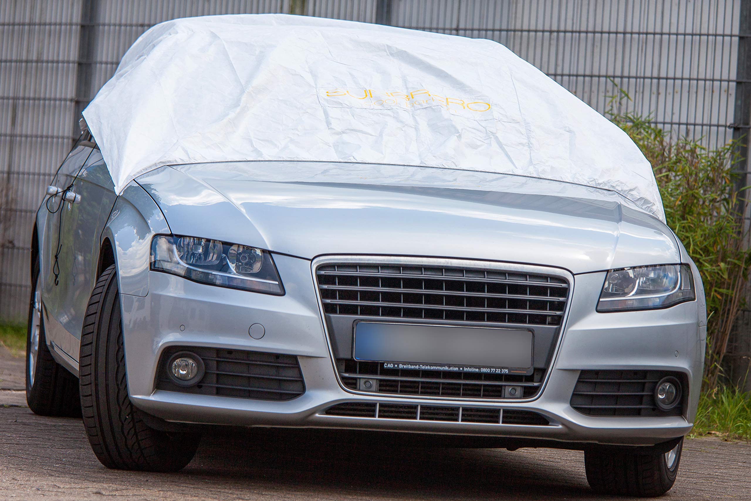 Auto Sonnenschutz Sunbrero, Abdeckung, Halbgarage, Hitzeschutz, Haube für's Auto, um das Starke Erhitzen des Innnenraumes zu verringern. Größe XXL-S (3,50 m lang, 3,00 m breit)