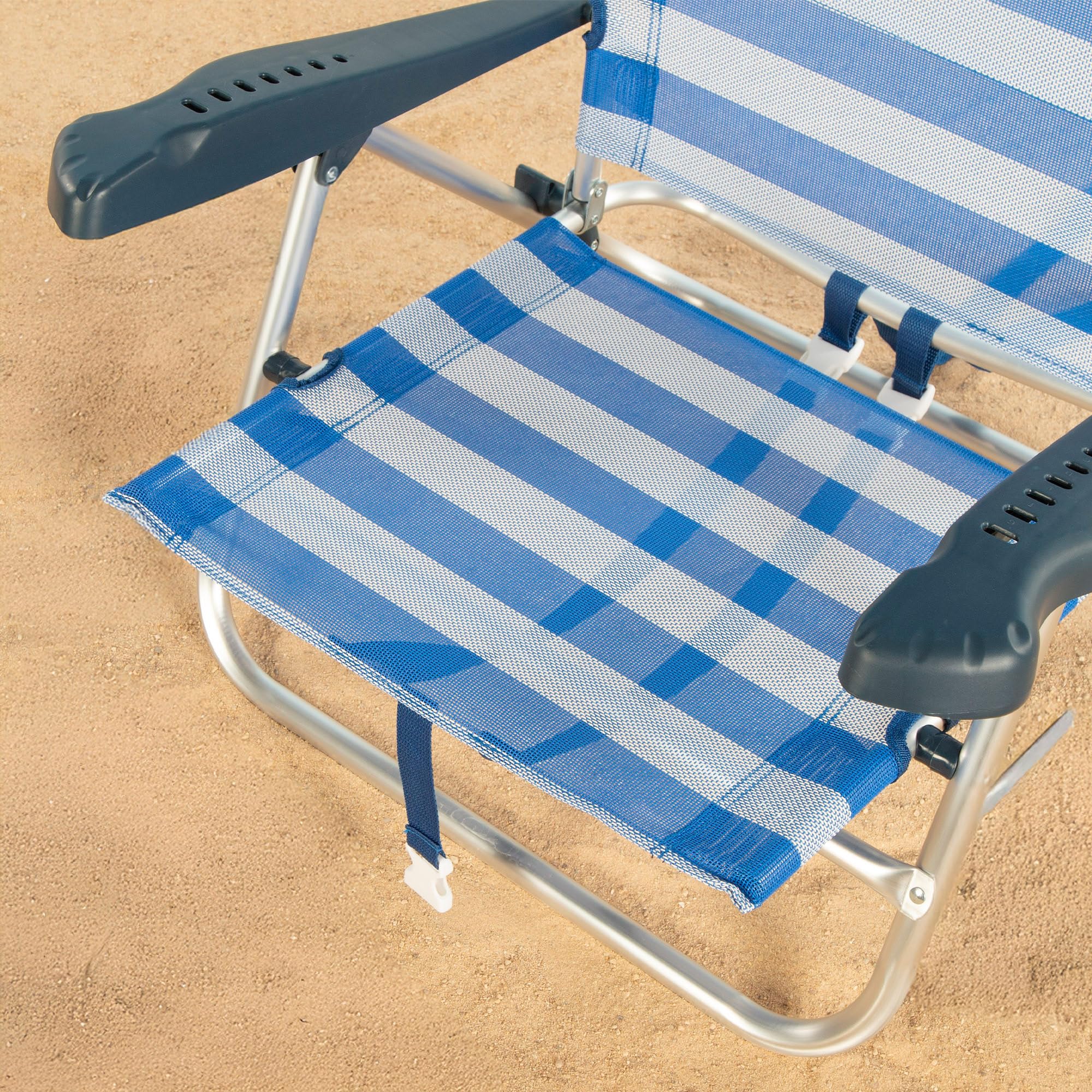 AKTIVE Chaise de Plage Pliable, à Rayures, textilène et Aluminium, 47 x 49 x 82 cm, 8 Positions, 110 kg, 2,52 kg