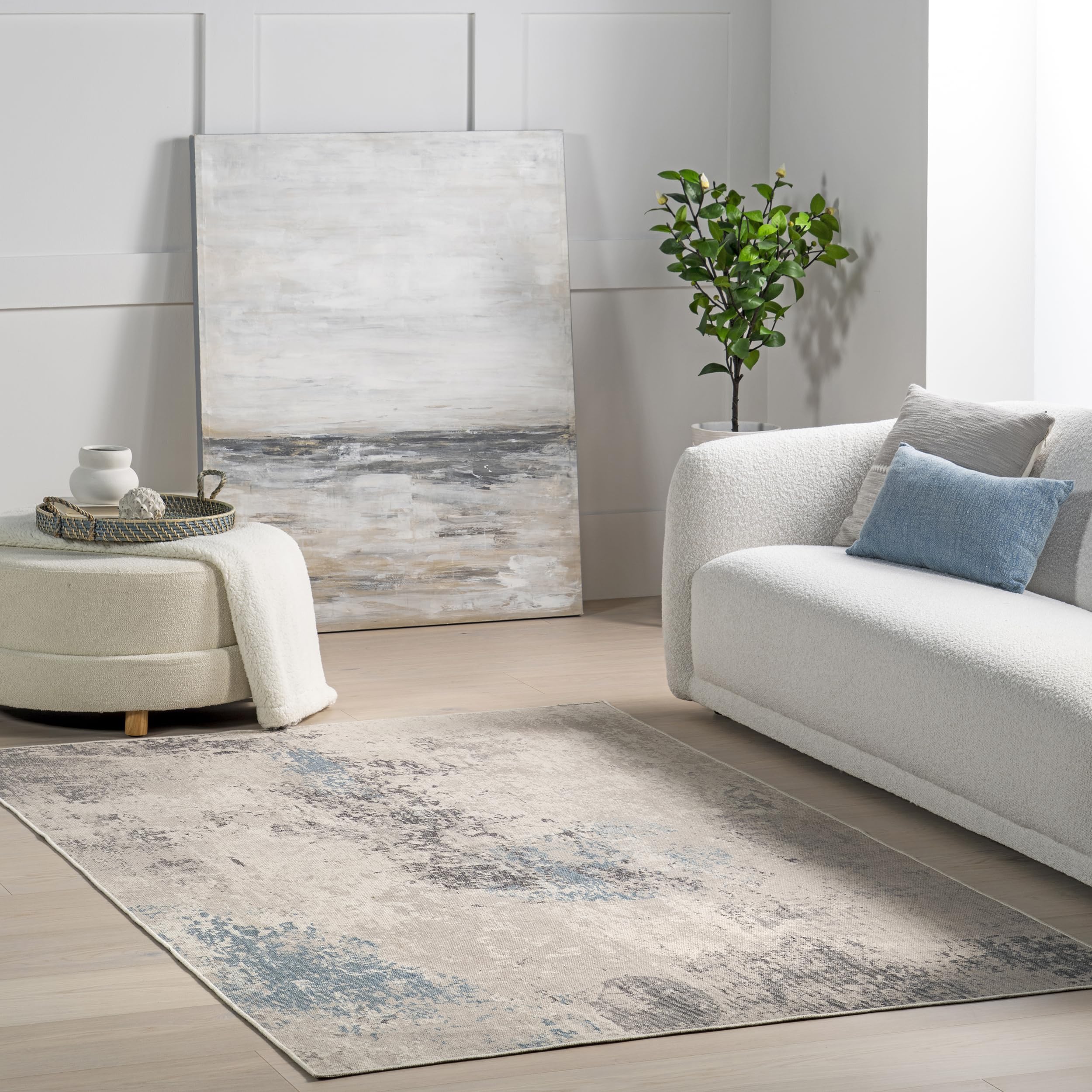 Tapis en coton gris nuLOOM Milana l'élégance d'un tissage moderne haut de gamme