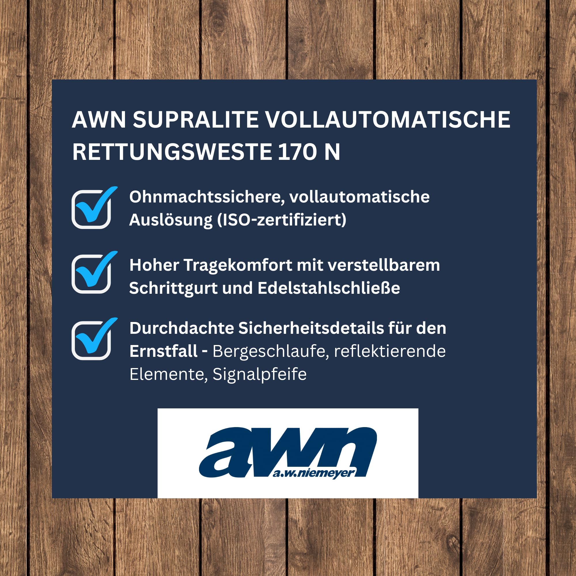 awn Supralite Schwimmweste, 170N, ISO 12402-3, vollautomatisch mit Schrittgurt, D-Ring & Bergeschlaufe, ohnmachtssicher, leicht & verstellbar, Rettungsweste, Schwimmhilfe Erwachsene, Schwarz oder Rot