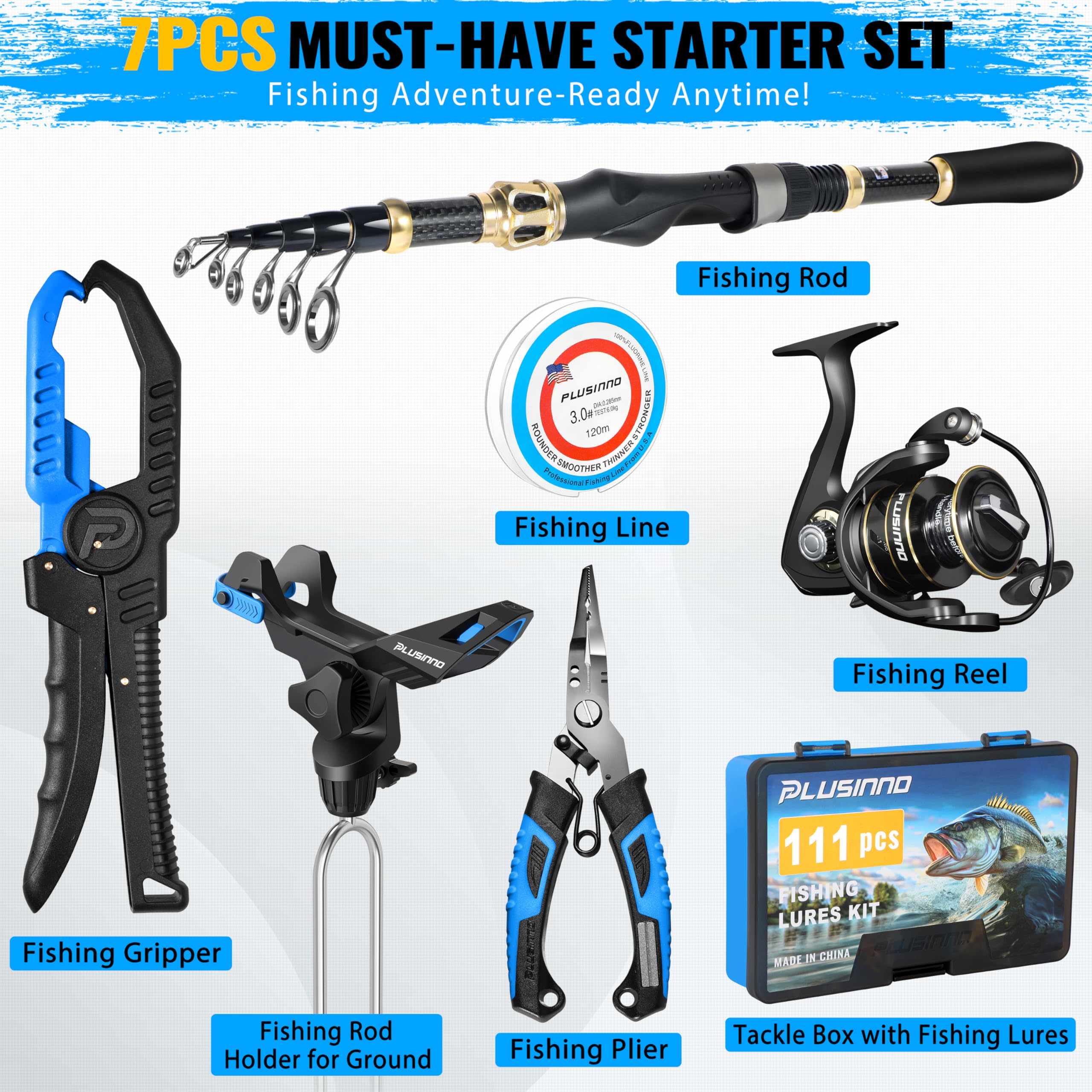 Amazon.com: PLUSINNO Fishing Gear, Full Fishing Pole kit Include Fishing Rod  and Reel Combo, Bank Fishing Rod Holder, Tackle Box with Fishing Lures,  Fishing Pliers, Fishing Gifts for Men with Fishing Tool