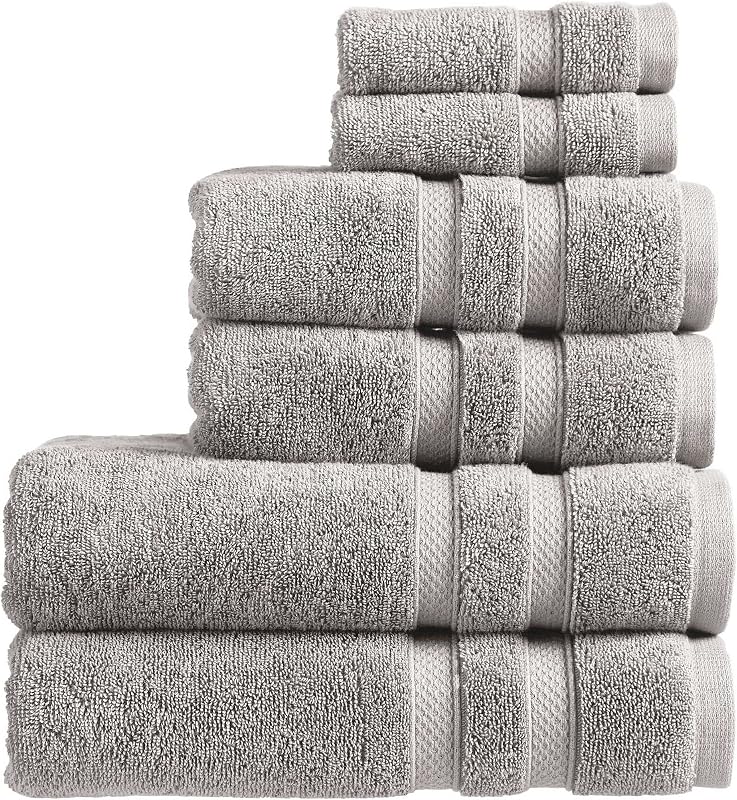 Christy Chroma Grey Towel Set | Set of 6 | 2 Bath 2 Hand 2 Face | Highly Absorbent Heavyweight 675GSM | Bold and Bright | Soft Smooth Shower Towels | 100% Cotton | Sustainably Made | Dove Grey