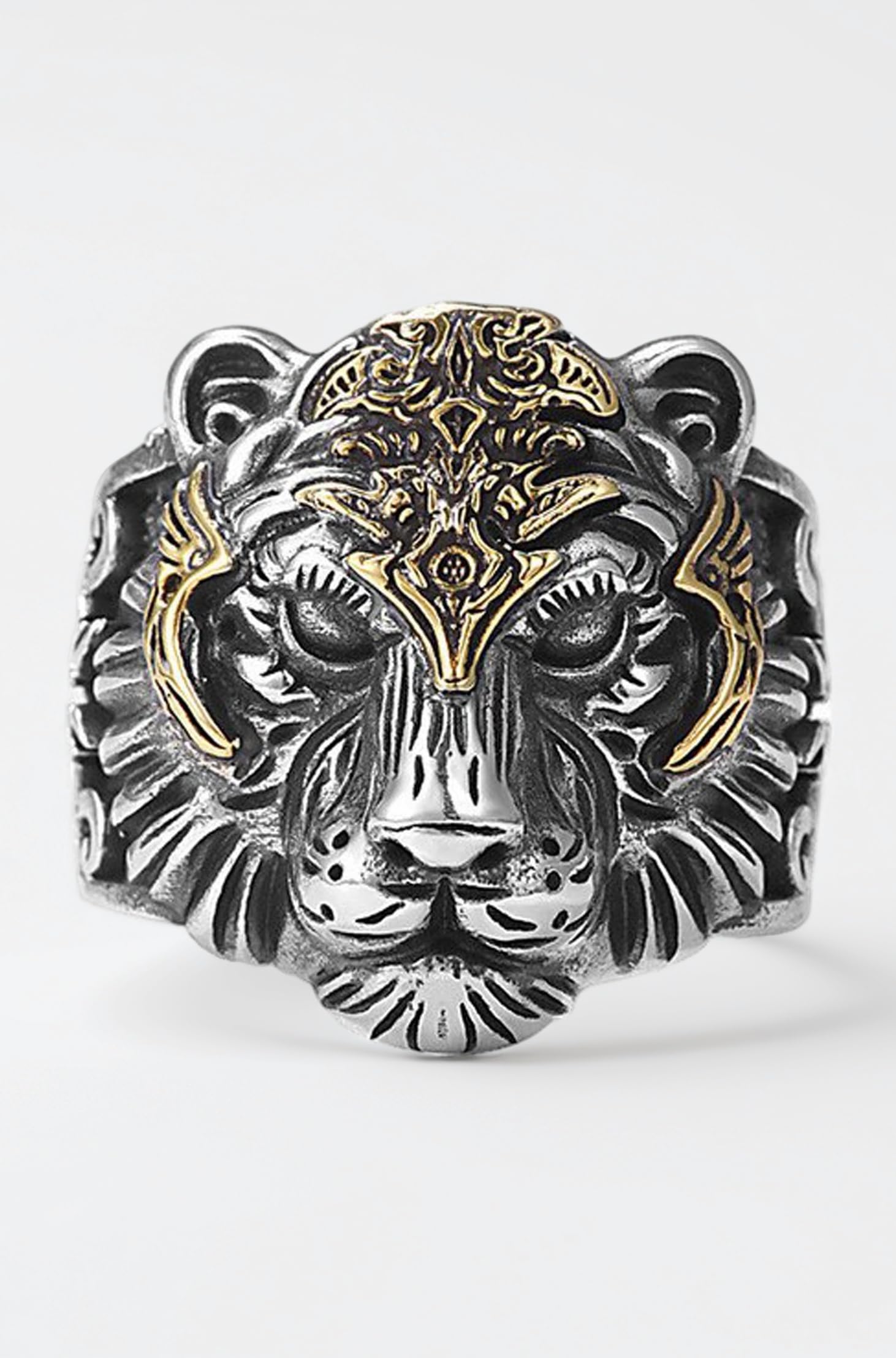 Charming Finger Ring For Men Silver King Lion Silver Plated Adjustable Stylish Silver Ring For Men Boys Girls Stainless Steel Dude Evil Eye Chain Rings for Men Boys Jewellery Love Gifts