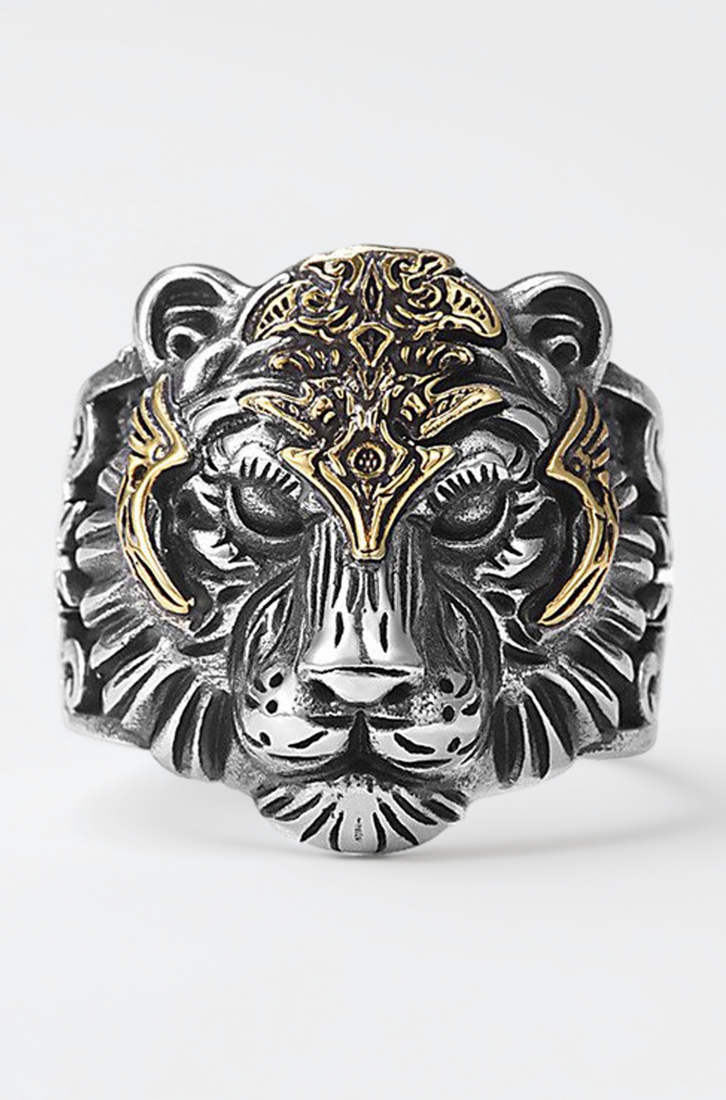 Charming Finger Ring For Men Silver King Lion Silver Plated Adjustable Stylish Silver Ring For Men Boys Girls Stainless Steel Dude Evil Eye Chain Rings for Men Boys Jewellery Love Gifts