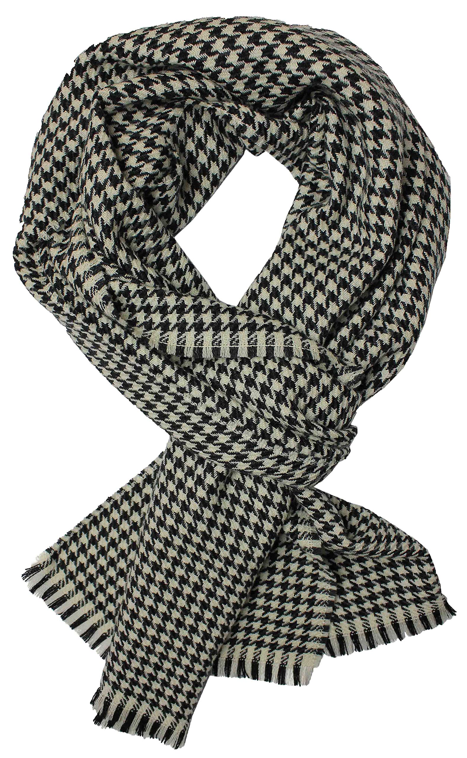 Sciarpa invernale da uomo, calda, alla moda, colore nero, grigio, bianco, in lana, Made in Germany, nero, bianco, grigio., (L X B) 190 x 36 cm
