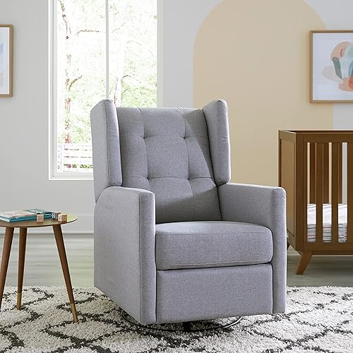 Miniatura 2 de DaVinci Maddox - Planeador reclinable y giratorio en gris brumoso oro verde y certificado CertiPUR-US Gris(Misty Grey), Avena natural., Gris sombra