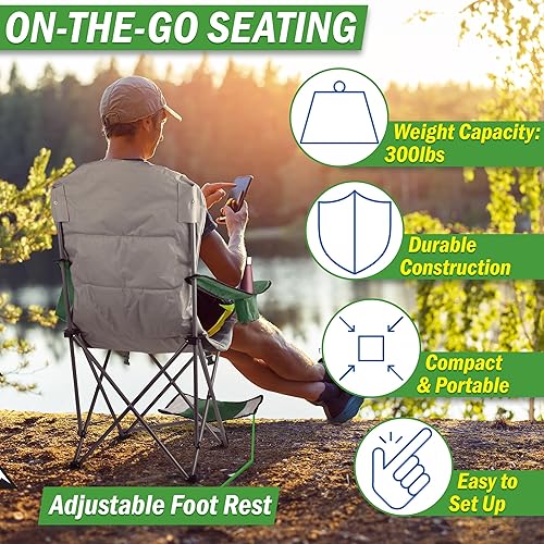 Miniatura 5 de Wakeman Outdoors - Silla de camping con reposapiés, silla de playa de capacidad de 300 libras con reposapiés, portavasos y bolsa enfriadora, silla