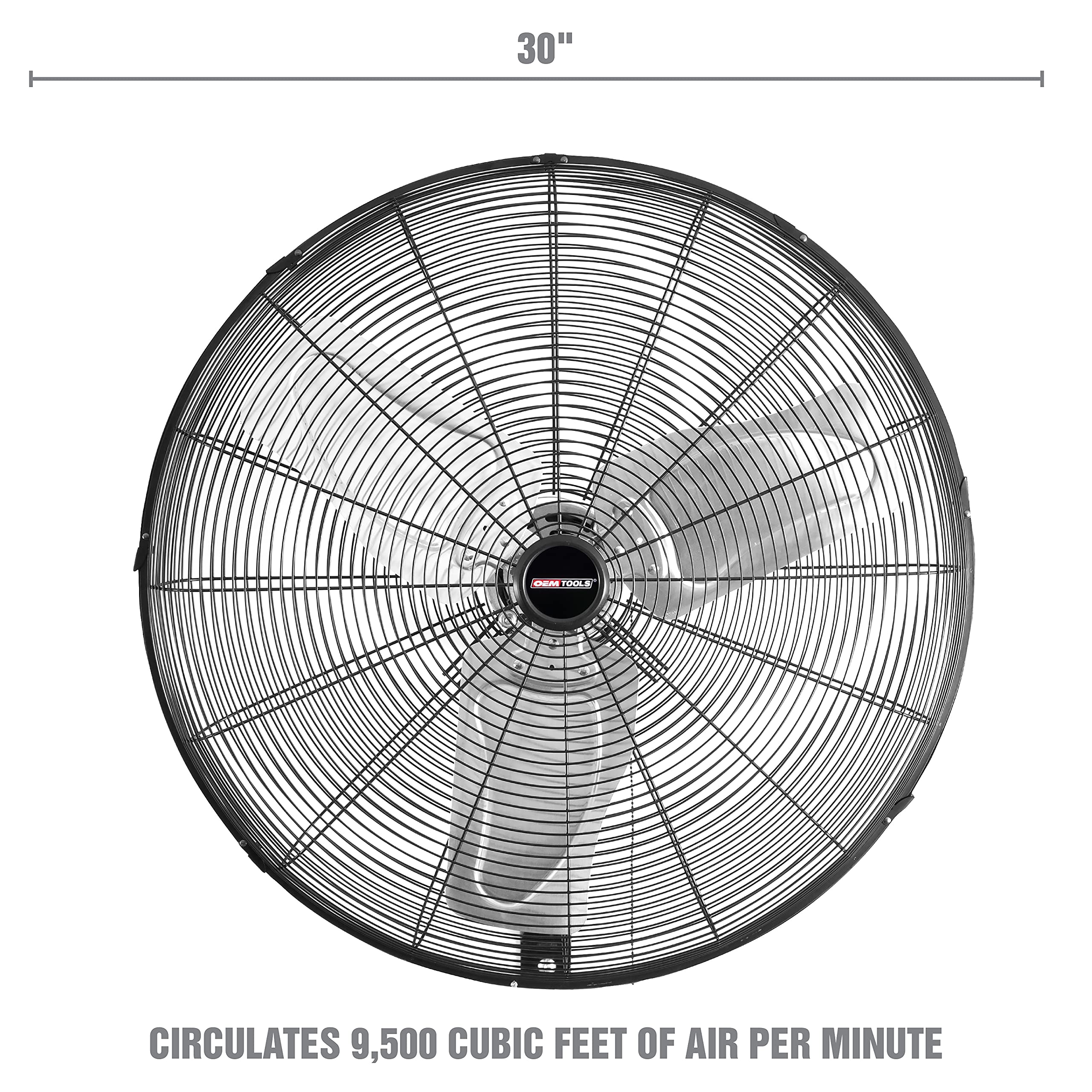 OEMTOOLS OEM24884 30 Inch Oscillating Wall Fan, 9500 CFM Max. Garage