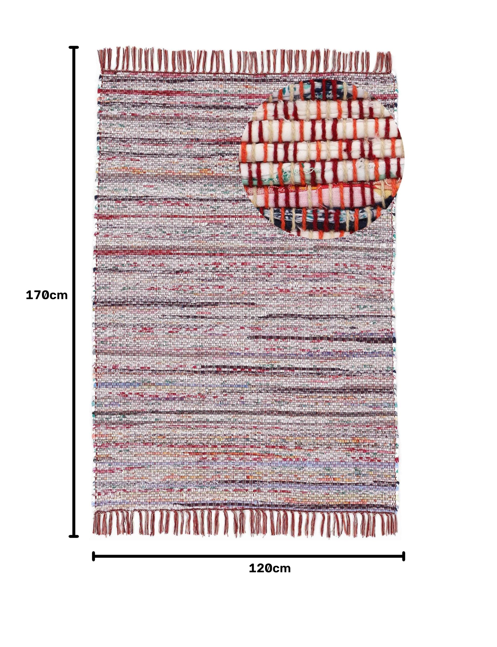 carpetfine Alfombra de Tejido Plano Kilim Chindi Rojo 120x170 cm | Alfombra Moderna para salón y Dormitorio