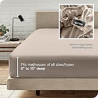 Vista 166 de Bare Home - Sábana bajera de microfibra 1800 muy suave y duradera, para colchones altos tamaño individual, color gris pardo