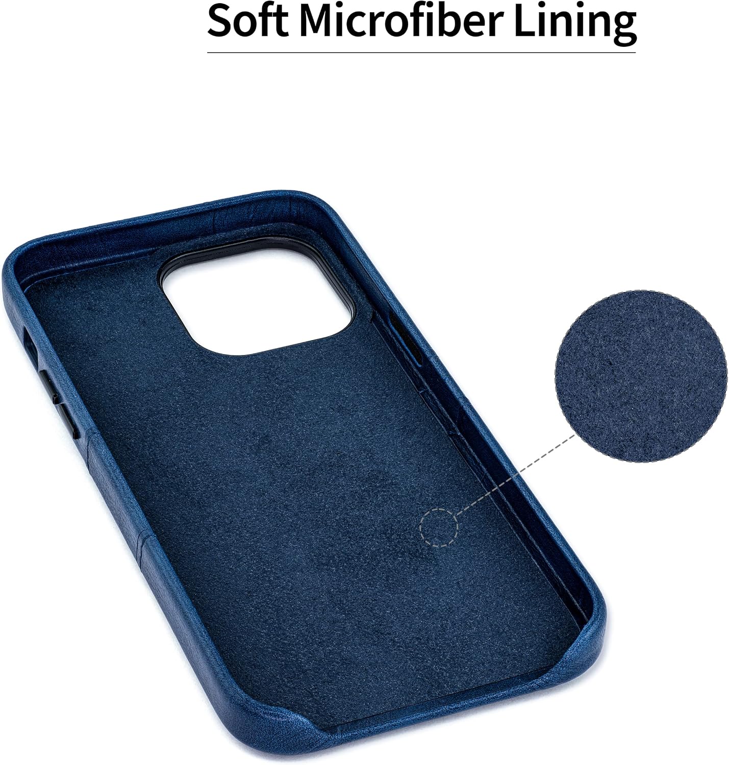 Dockem Card Case for iPhone 14 Pro Max with Built-in Metal Plate for Magnetic Mounting & 2 Pockets: Exec M2 Premium Synthetic Leather Wallet Case (iPhone 14 Pro Max, Navy)