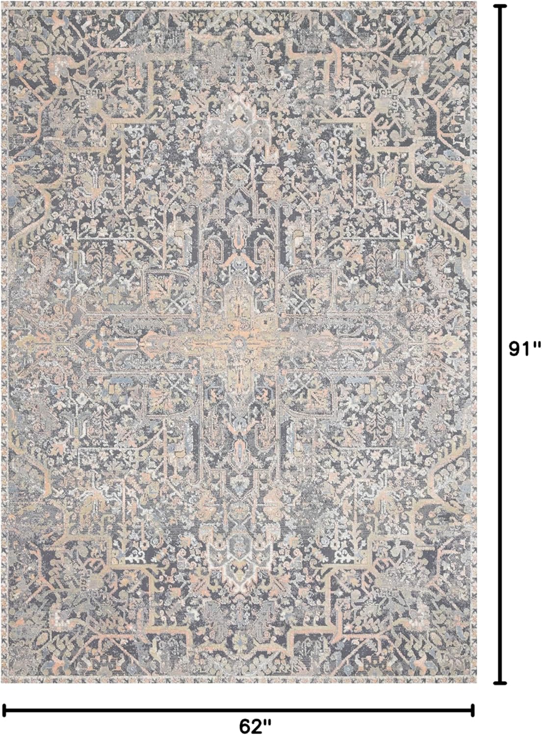 Loloi Lucia Collection LUC-02 Charcoal/Multi 5'-2" x 7'-7" Area Rug
