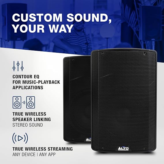 ALTO TX412 700W 12-Inch Powered PA Speaker with TWS Bluetooth, 2-Channel Mixer, for Outdoor DJ or Band performances, Rehersals, Venues or Events