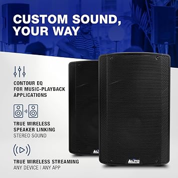 ALTO TX412 700W 12-Inch Powered PA Speaker with TWS Bluetooth, 2-Channel Mixer, for Outdoor DJ or Band performances, Rehersals, Venues or Events