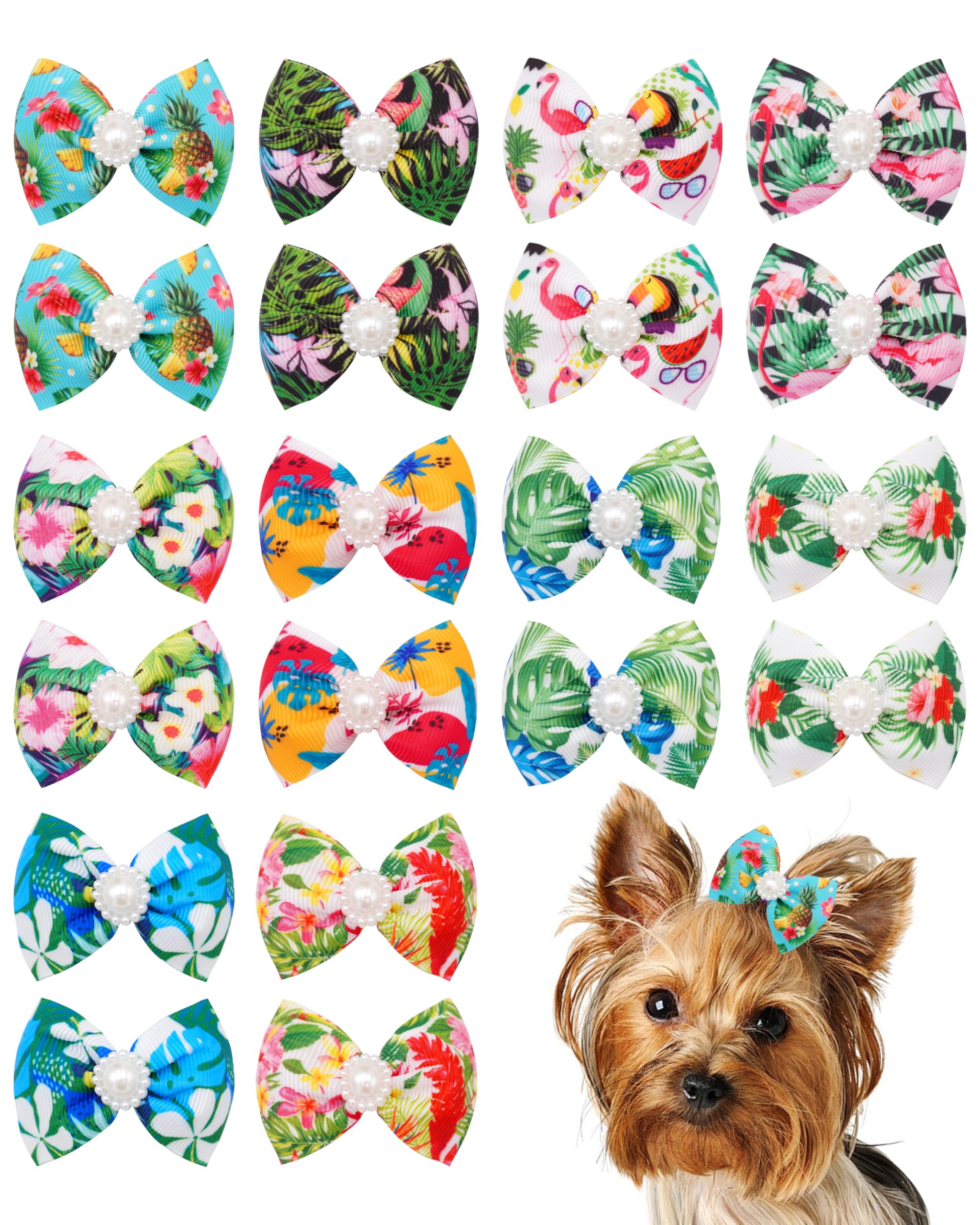 Nœuds hawaïens pour chien PET SHOW avec pinces crocodiles pour petit chiot x20