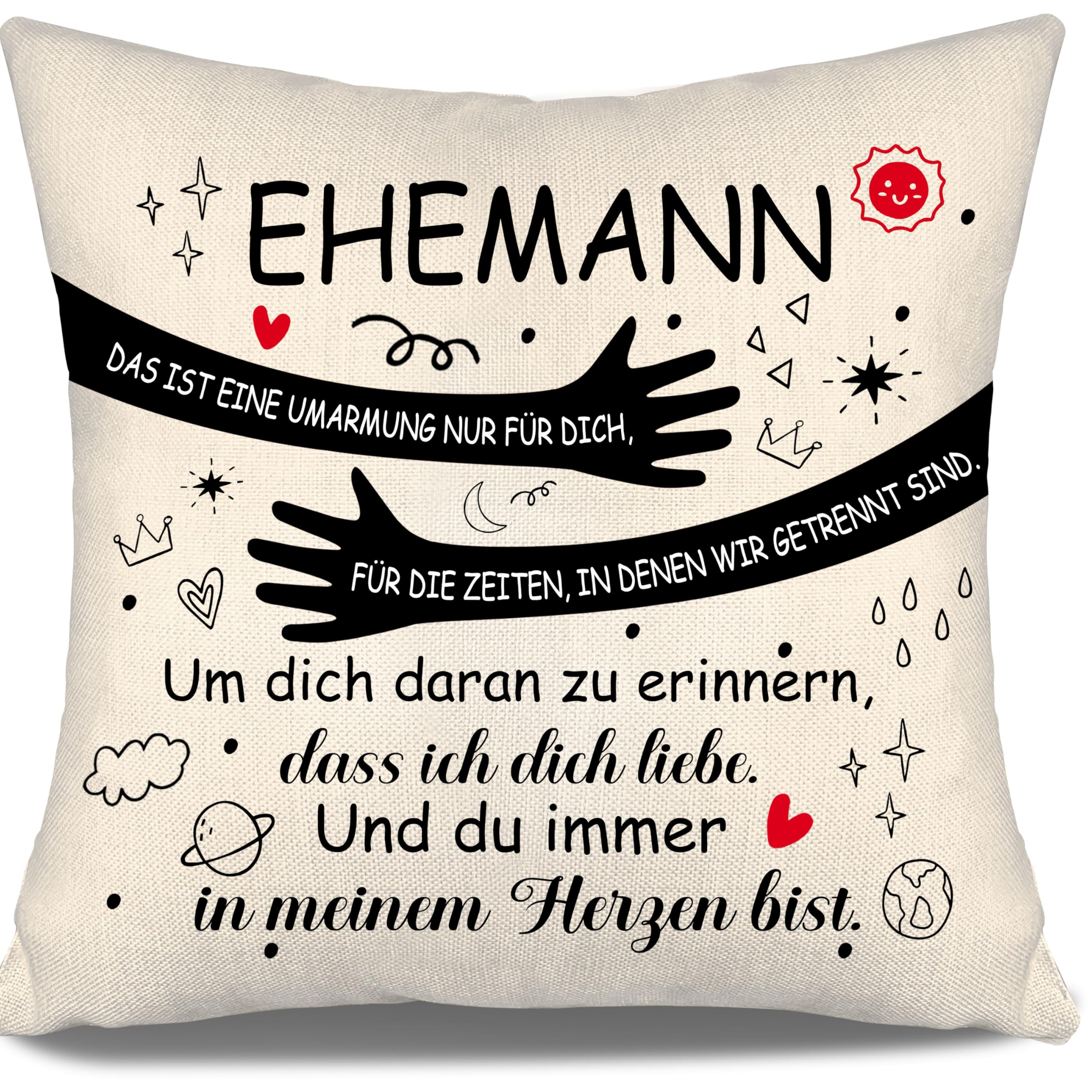 Aosumin Mein Mann das ist eine Umarmung nur für Dich Um Dich daran zu erinnern DASS ich Dich Liebe Kissenbezug für Ehemann von Ehefrau Geburtstagsgeschenk Valentinstag (Ehemann-a)