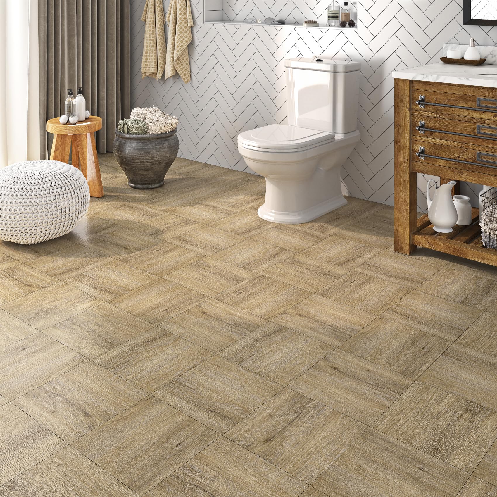 Livelynine Suelo Vinilico Autoadhesivo Madera Roble Claro Vinilo Suelo Cocina Autoadhesivo Baldosas Adhesivas Suelo Baño 30x30 32-Baldosas Suelos de Vinilo Adhesivos para Suelos Efecto Madera Natural