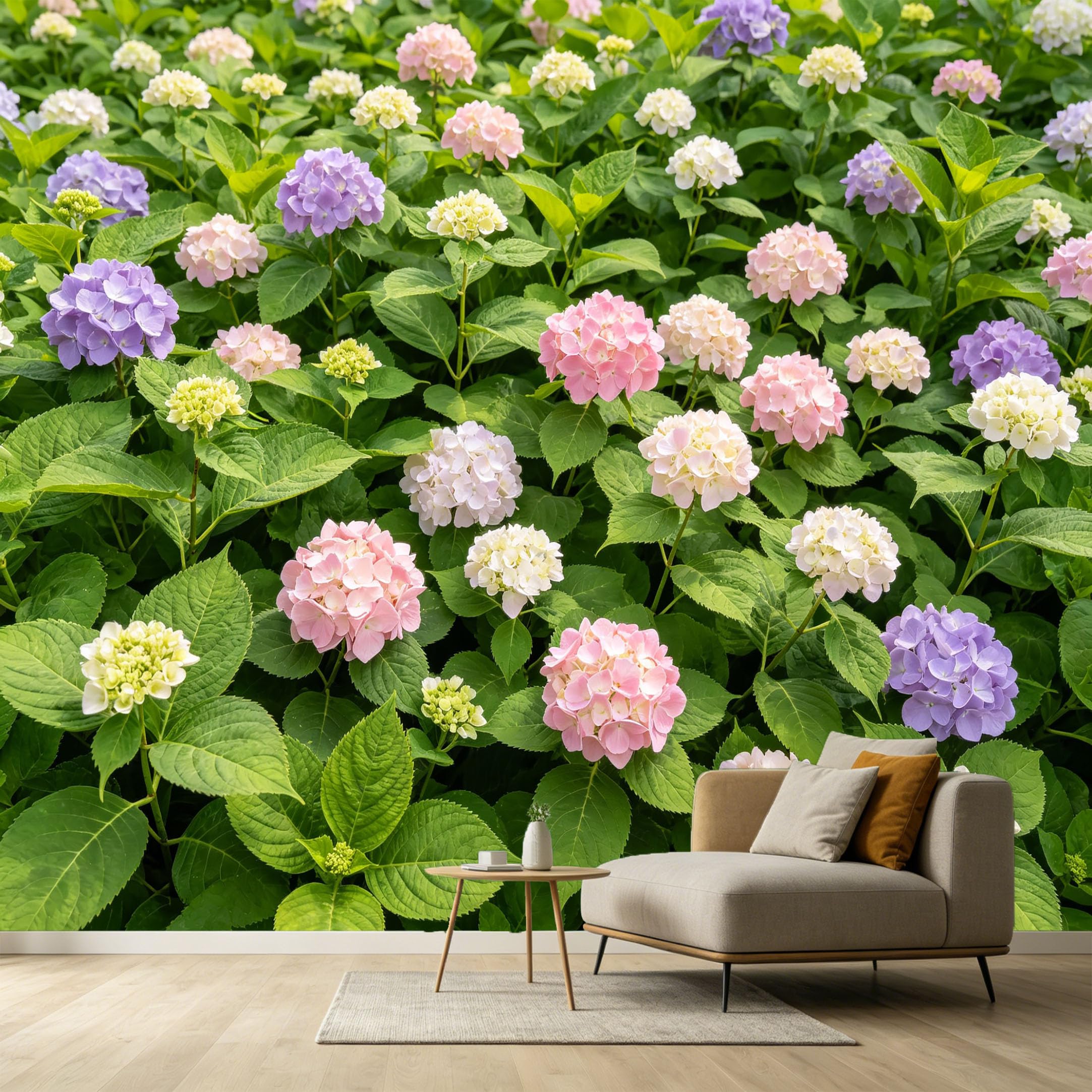 Custom Size Wall Murals Pink Purple Hydrangea Botanical Watercolor SelfAdhesive Wall Fabric Removable Large Wallpaper for Photo Living Room Interior Decor Wall Art