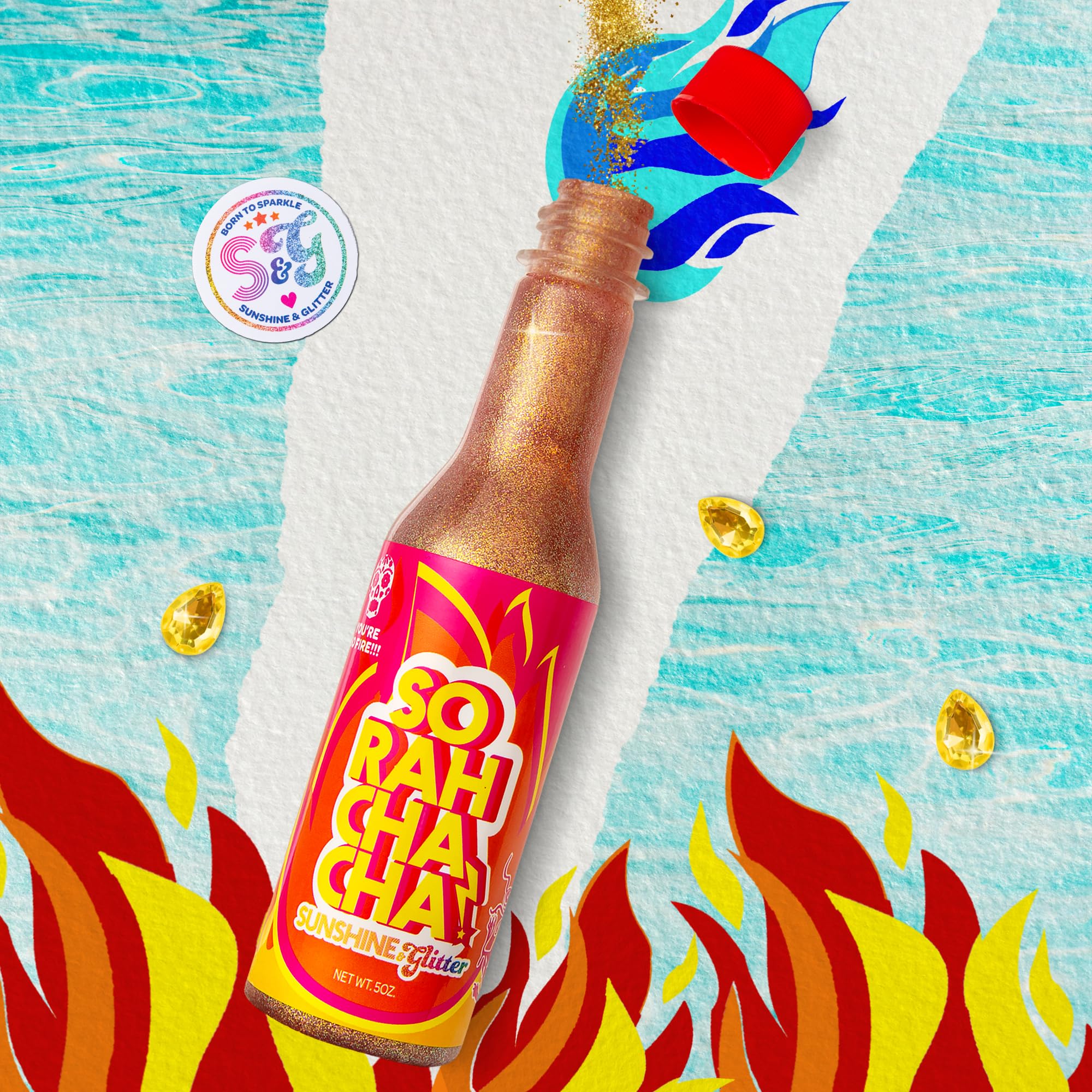 Sunshine & Glitter - SoRahChaCha! - Holographic Body and Face Glitter Gel - Glitter Makeup for Cosplay Biodegradable Glitter, Rose Gold Color, Vegan & Cruelty Free, Festival & Rave Ready, 5oz