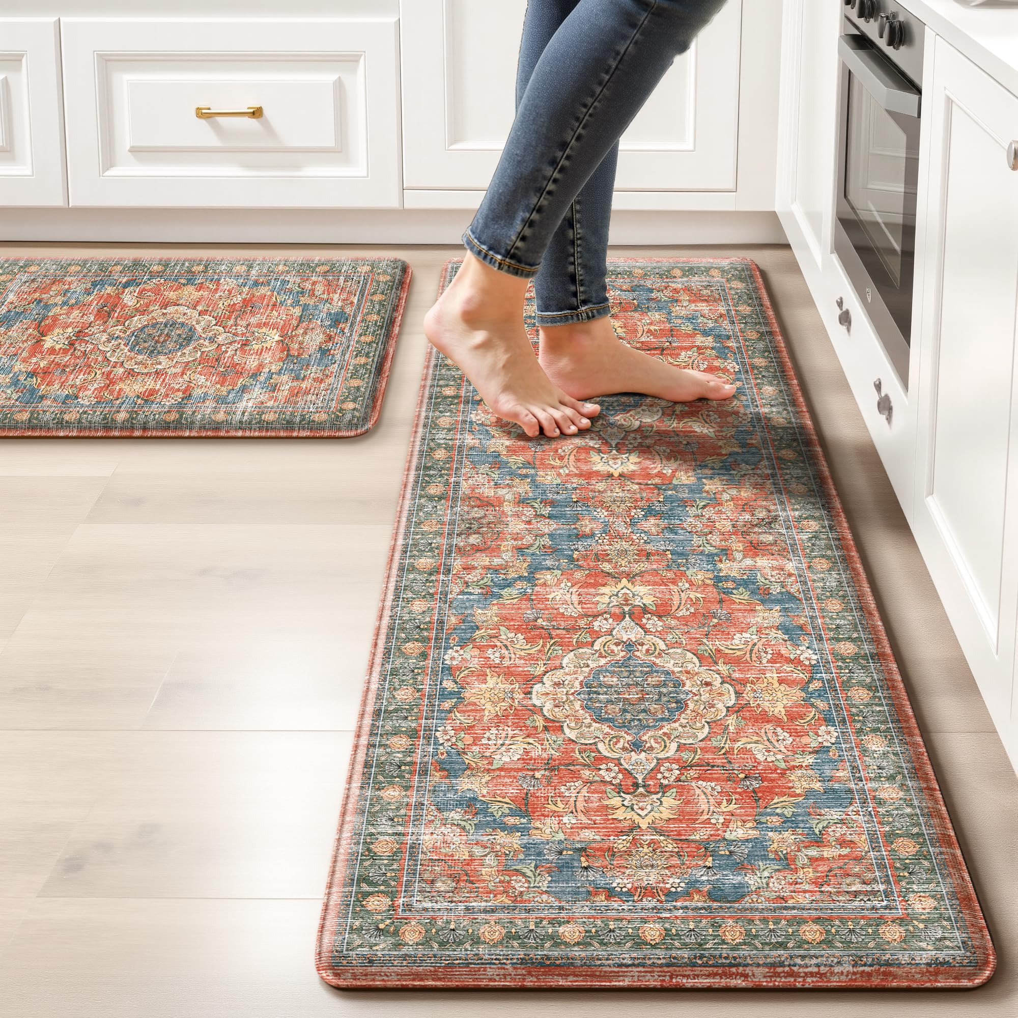 Boho Kitchen Mats - Beige Tan, Anti-Fatigue Rugs -24 Boho Kitchen Mats - Beige Tan, Anti-Fatigue Rugs -24