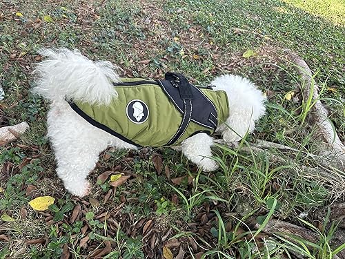 Miniatura 9 de Abrigo impermeable para perro con arnés desmontable, abrigo impermeable cálido para perro para clima frío, chaqueta de invierno reflectante para