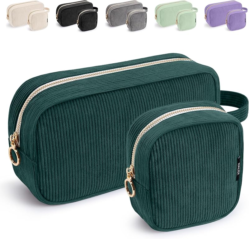 Necessaire de maquiagem WLLWOO WLLWOO em veludo cotelê com zíper, 2 unidades
