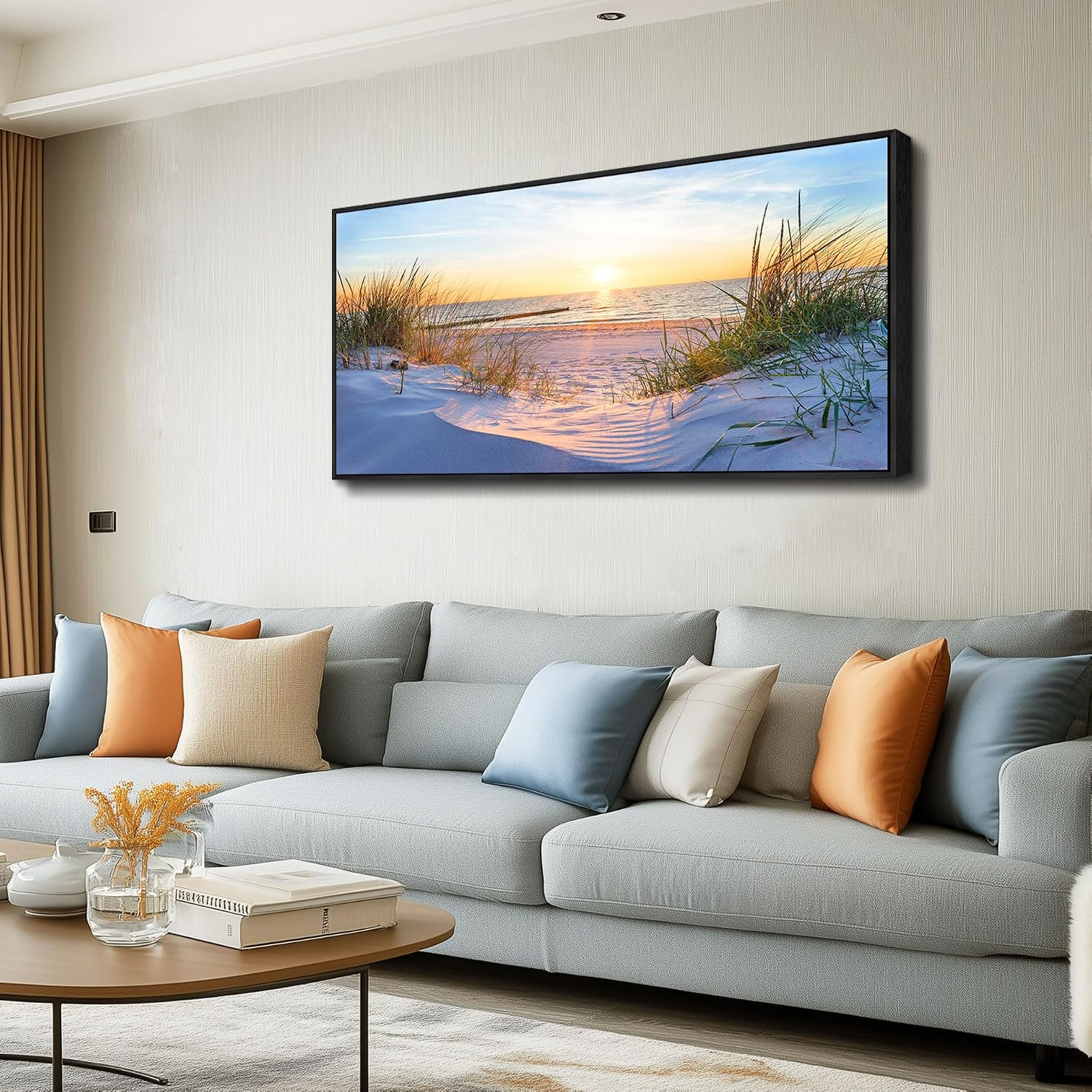 MHARTK66 Large Wall Art for Living Room Modern Wall Decor for Bedroom Beach Landscapes Painting Coastal Picture Ocean Sunset Artwork for Walls Canvas Prints for Bathroom Office Framed Home Decorations image 2