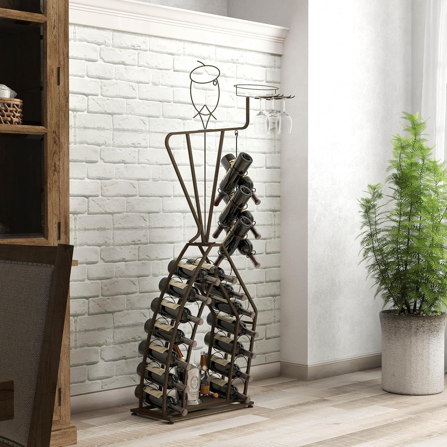 Unique Design Wine Bakers Rack, Freestanding Wine Rack with Storage Bottle, Wine Storage Home Bar for Liquor and Wine, Organizer for Kitchen, Dining Room