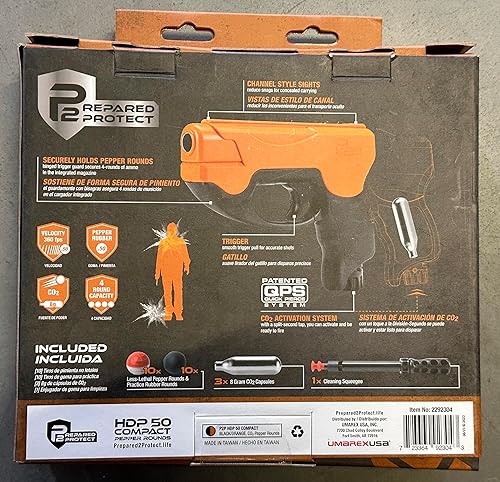 Miniatura 9 de P2P HDP 50 Prepared 2 Protect Less Lethal Home Defense .50 Caliber Pepper Round Air Pistol Compact (Pepper Included)