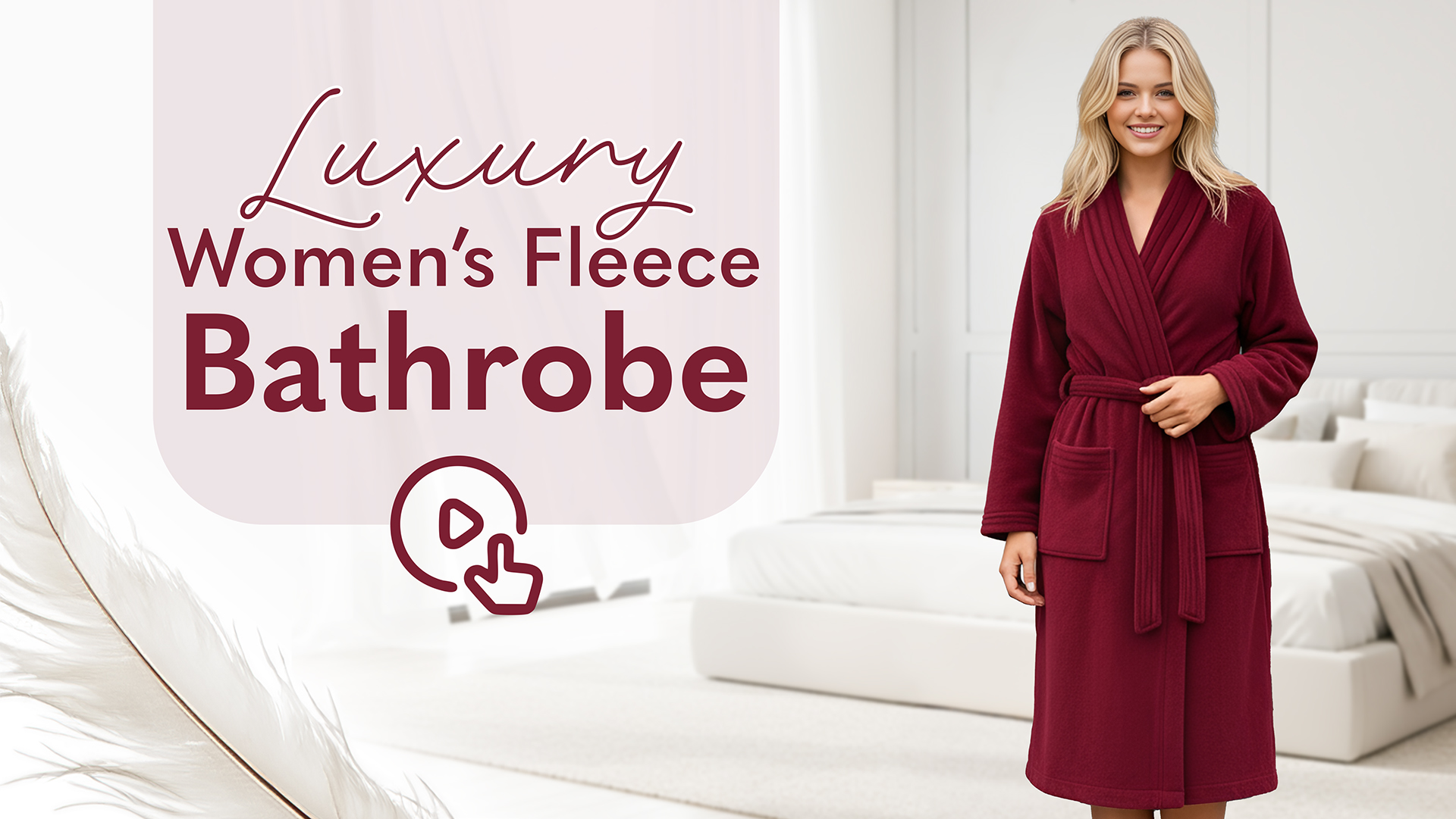 Image of American Soft Linen Women's Fleece Bathrobe - Luxury Soft, Plush, Fuzzy & Warm Turkish Robe for Women, Cozy Spa Quality Adult Bathroom Lounge Robe, Red L