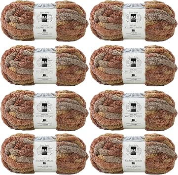 Chunky Chenille Yarn for Hand Knitting 8 Jumbo Pack Jumbo Chunky Yarn for Hand Soft Blanket Knitting, Bulky Thick Fluffy Yarn for Crocheting Pudding