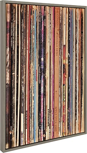 Miniatura 2 de Kate and Laurel Sylvie Records - Juego de 3 lienzos enmarcados de 33 RPM, tocadiscos Victrola y vibraciones de vinilo para pared, juego de 3, dos