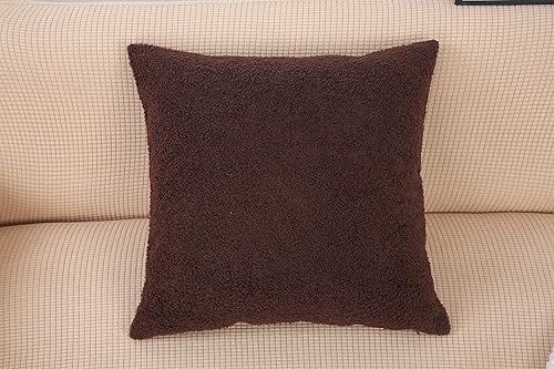 Miniatura 8 de TangDepot Paquete de 2 fundas de almohada lujosas y esponjosas de piel de oveja sintética, fundas de almohada cuadradas, fundas de almohada para